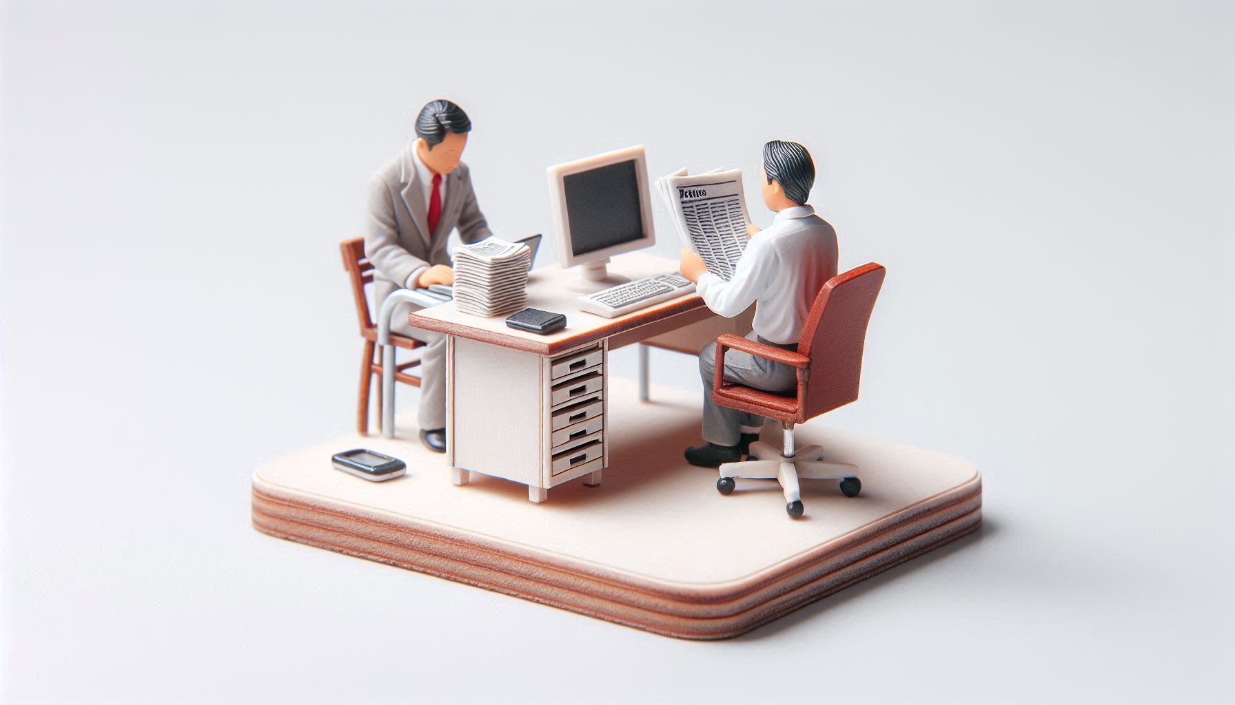 Illustration Éditions Éleuthéries : journaliste à son bureau