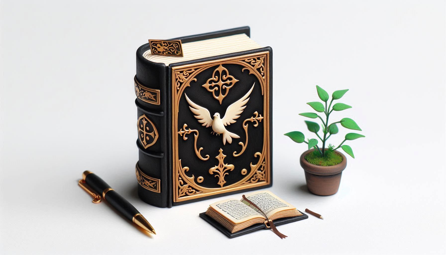 Illustration éditions Éleuthéries : un livre avec une colombe et une plante