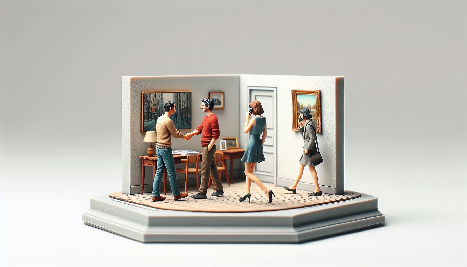 Illustration Éditions Éleuthéries : rencontre dans un couloir